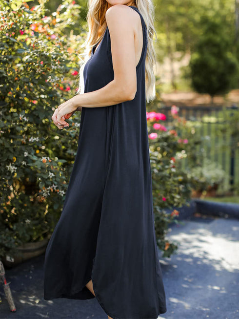 Full Size V-Neck Midi Tank Dress - Odaingerous